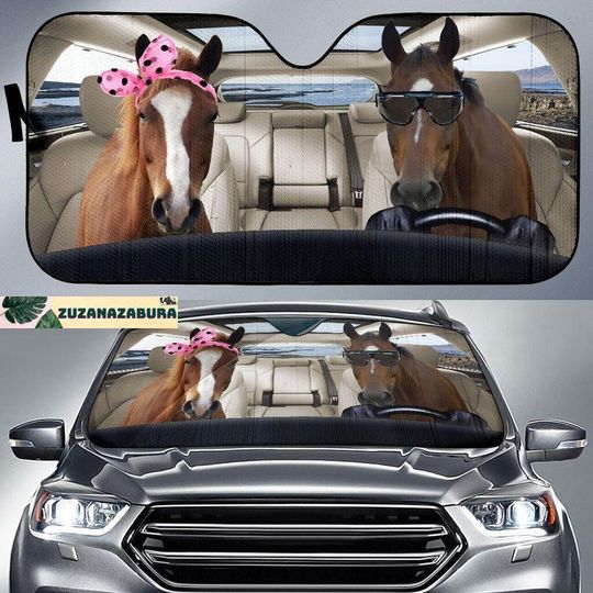 Discover Horse Driving Car Sunshade - Horse Theme Decoration