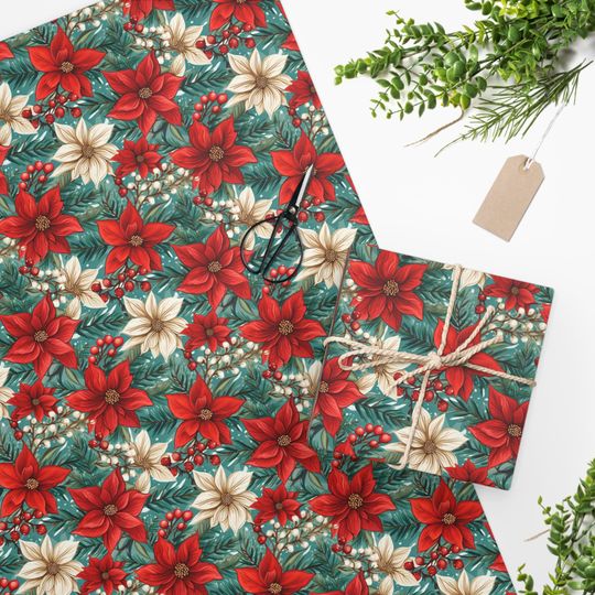 Discover Christmas Flowers Wrapping Paper, Gif wrapping paper