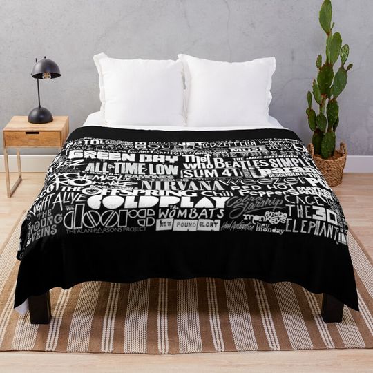 Discover Band Name Collage Throw Blanket