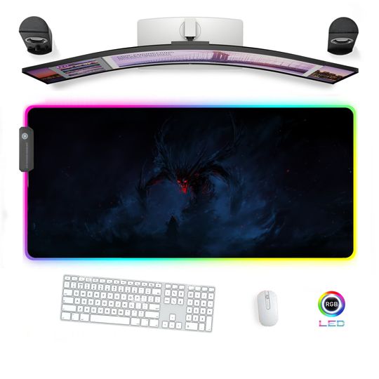Discover Black Night Monster Beast Horror LED RGB Gaming Mouse Pad