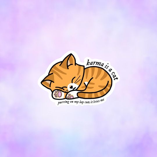 Discover karma is a cat sticker | midnights inspired sticker