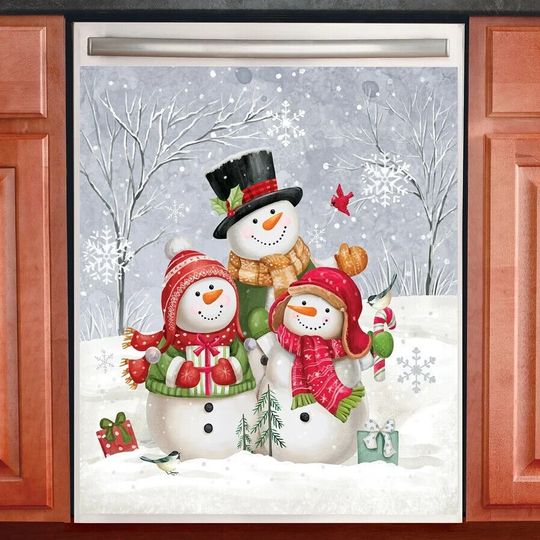 Discover Snowmen Family Decorative Kitchen Dishwasher Cover
