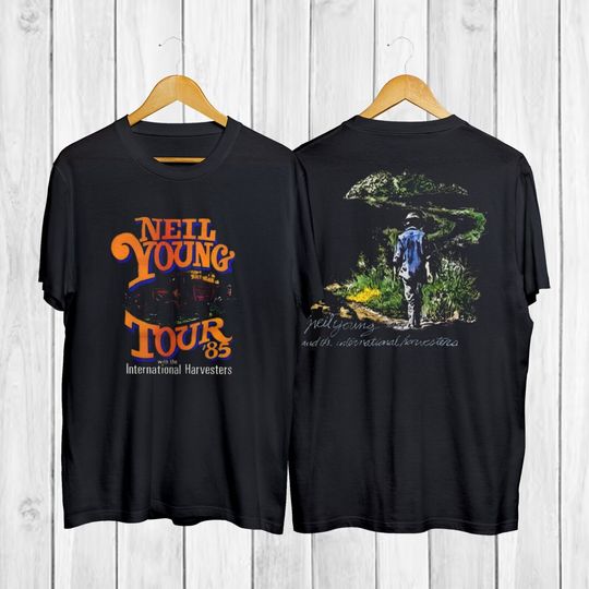 Discover Neil Young Tour 1985 Rock Music Concert T-Shirt