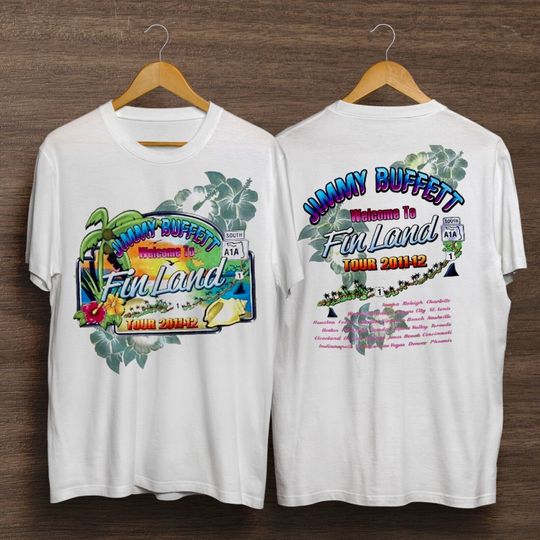 Discover Vintage Jimmy Buffett Welcome to Fin Land Tour 11-12 T Shirt