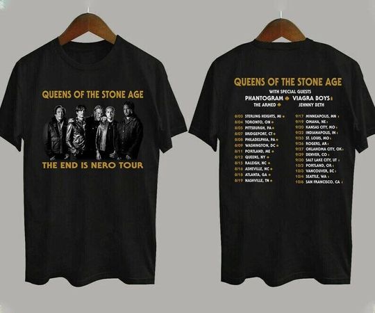Discover Queens of the Stone Age The End is Nero Tour 2023 T-Shirt, Vintage Queens Shirt