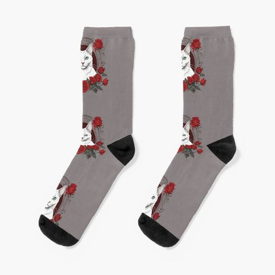 Discover Cat With Roses Socks