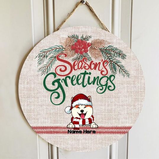 Discover Personalized Season's Greeting Dog Lover Door Sign