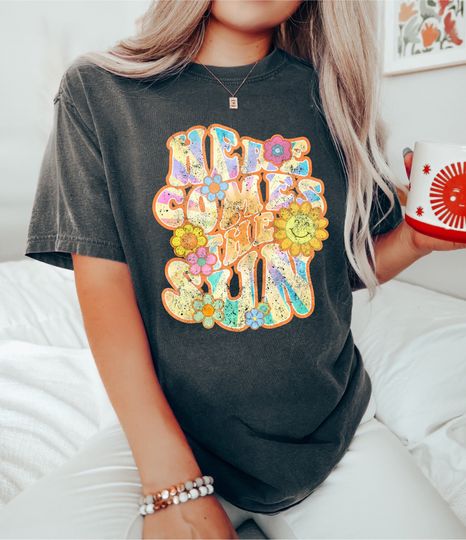 Discover Here Comes The Sun Shirt, Here Comes the Sun Vintage Shirt, Positive Shirt