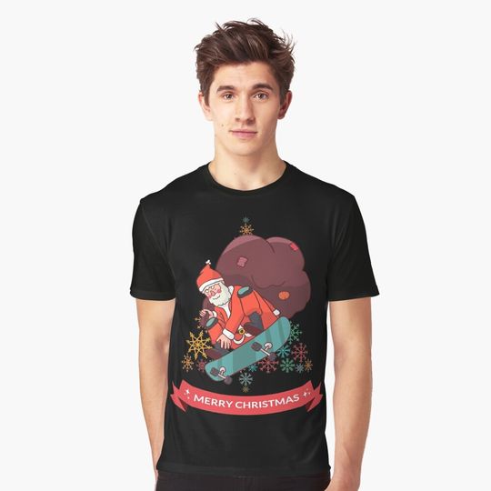 Discover Santa Claus Skateboarding  Graphic T-Shirt