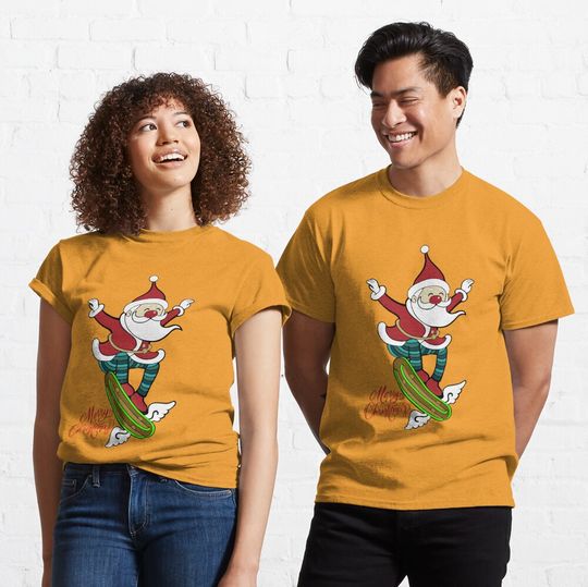Discover Santa Claus on Skateboard White Elephant Gift Exchange T-Shirt