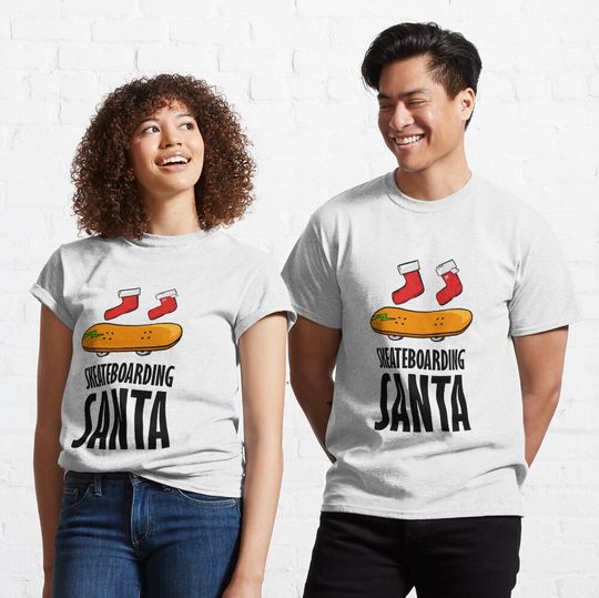 Discover Christmas Skateboarding Santa Classic T-Shirt
