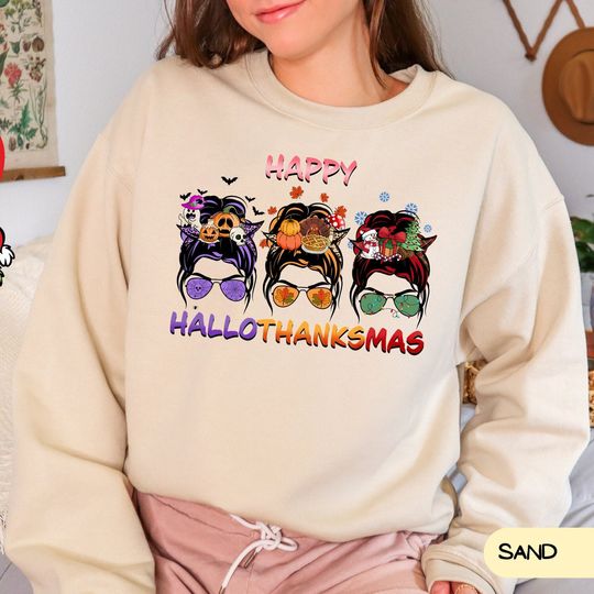 Discover Happy Hallothanksmas Sweatshirt, Halloween Gift
