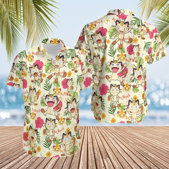 Discover Meowth Hawaiian Pattern Hawaii Shirt
