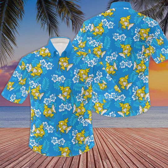 Discover Magikarp PKM Button Up Shirt, Magikarp Hawaiian Shirt