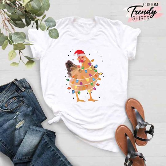 Discover Christmas Chicken Lights Funny Shirt