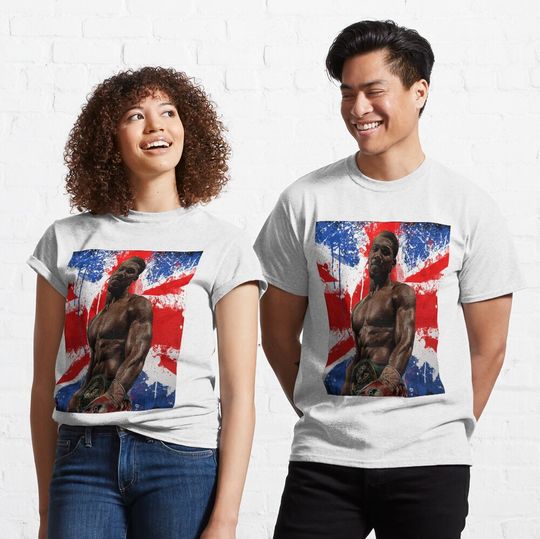 Discover Anthony Joshua Boxing British Flag Rectangle  Classic T-Shirt
