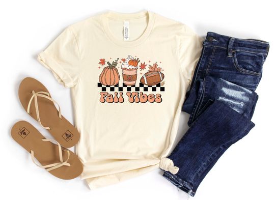 Discover Fall Vibes Shirt, Fall Vibes Pumpkin Coffee Latte Football Shirt