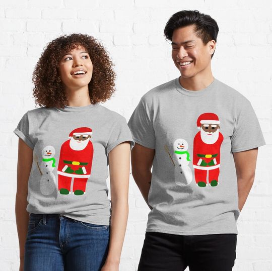 Discover christmas black santa claus snowman cute Classic T-Shirt
