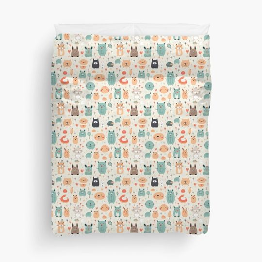 Discover Cute cartoon animals seamless pattern 05 Duvet Cover