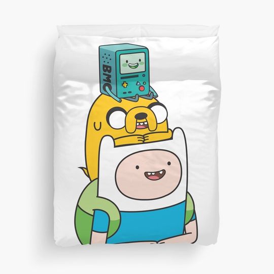 Discover Finn Jake BMO Duvet Cover