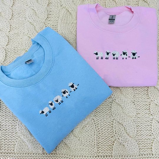 Discover Embroidered Sheep T-Shirt for Sheep Lovers