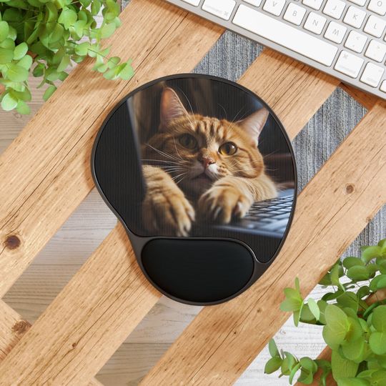 Discover Notebook Wrist Rest Mouse Pad, Cat Mouse Pad With Wrist Rest