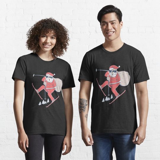 Discover Funny Christmas Santa Skiing Design  Essential T-Shirt