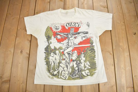 Discover Vintage 1991 Ozzy Osbourne Cross Graphic T-Shirt