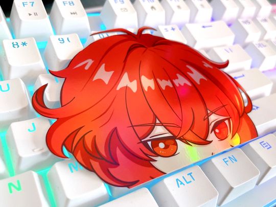 Discover Diluc Peeker Holographic Sticker| Genshin Impact sticker peeker