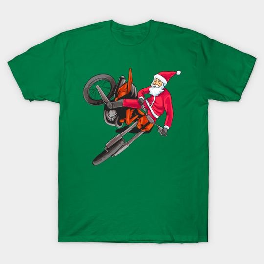 Discover Dirt Bike Motocross Freestyle Santa Christmas - Motocross - T-Shirt