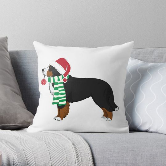 Discover Bernese Mountain Dog - Holiday Christmas Dog Throw Pillow