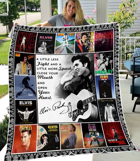 Discover Elvis Presley Album Covers Signature Fleece Blanket