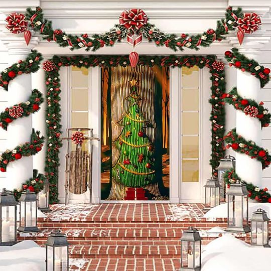 Discover Nightmare Before Christmas Tree Self-Adhesive Door Cover Sticker