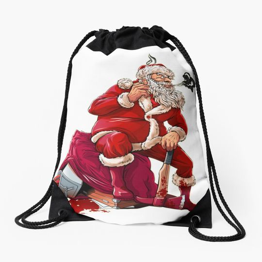Discover Gangster Santa Christmas Drawstring Bag