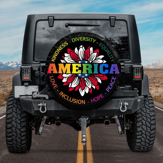 Discover American Kindness Sunflower Patriotic 4th Of July Spare Tire Cover