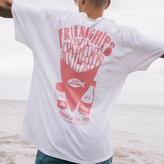 Discover Friendchips Slogan T-Shirt with Vintage Chips Graphic