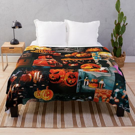 Discover Halloween Collage Throw Blanket