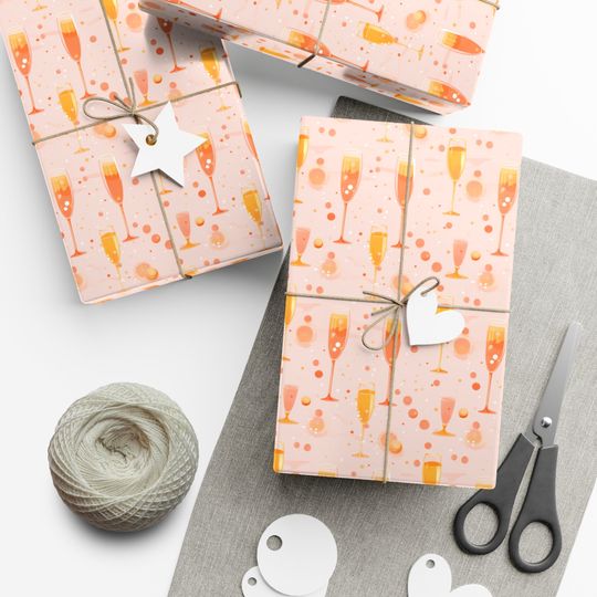 Discover Orange Champagne Holiday Wrapping Paper - Perfect for Christmas