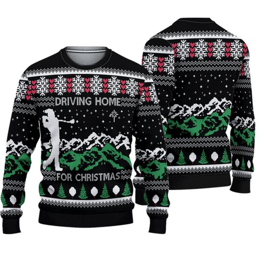 Discover Driving Home For Christmas Golf Drive Golfer Christmas Ugly Sweater