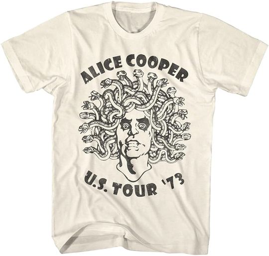 Discover Alice Cooper Medusa 1973 World Tour Vintage Style Adult Short Sleeve T-Shirts