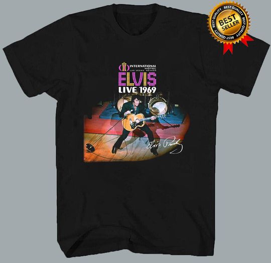 Discover Rare Elvis Presley 1969 Short Sleeve Gift For Fan Black All Size T-Shirt