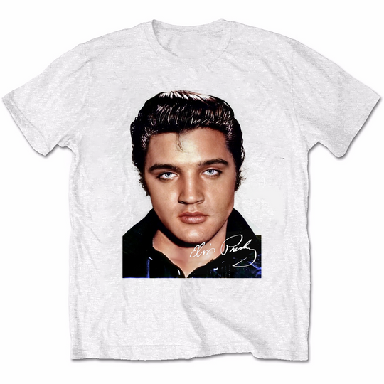Discover Elvis Presley Signature T-Shirt Short Sleeve Cotton White Women Men S to 5XL