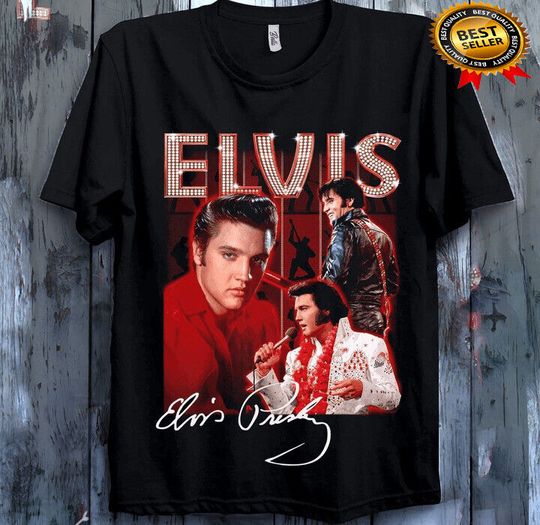 Discover 80s Elvis Presley Short Sleeve Gift Fans Black Allsizes S-5Xl Unisex T-Shirt