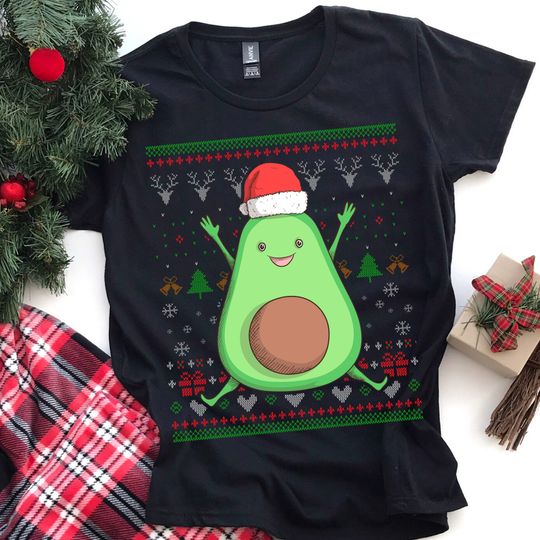 Discover Avocado Santa Ugly Christmas Sweater Pattern | Funny Christmas Shirt