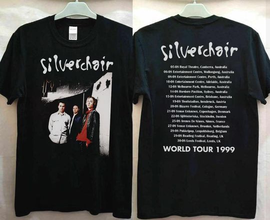 Discover Silverchair World Tour 1999 Unisex Black T-Shirt, 90s Silverchair Rock Band Concert Shirt