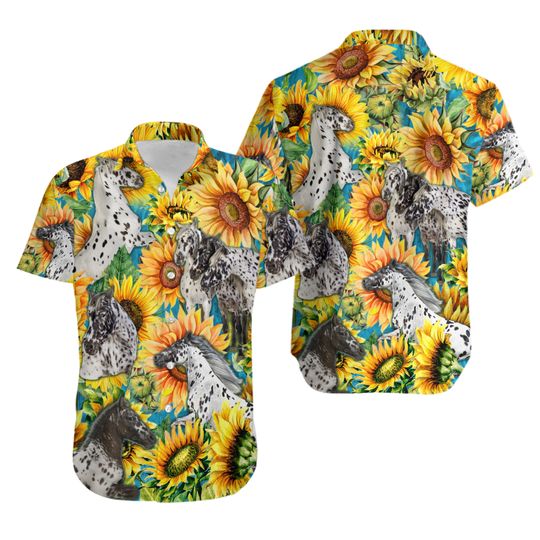 Discover Appaloosa Horse Lovers Sunflower Watercolor Hawaiian Shirt