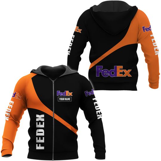 Discover Fedex Black & Orange Zip Hoodie 3D