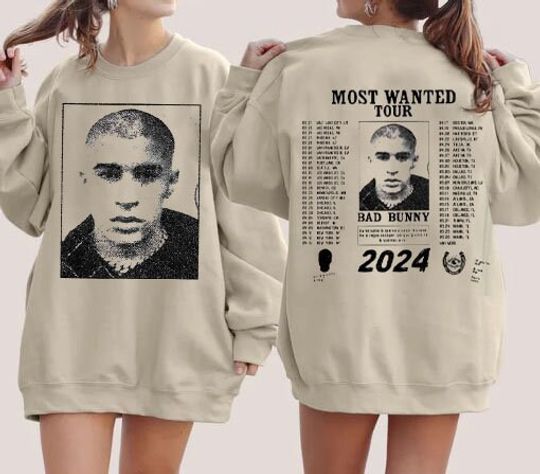 Discover Bad Bunny Most Wanted Tour 2024 Concert Hoodie