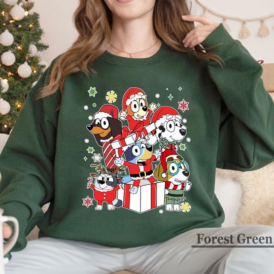Discover BlueyDad and friends Family Christmas Sweatshirt, BlueyDad Christmas Sweatshirt