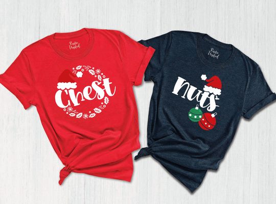 Discover Chest Nuts Shirt, Christmas Couples Gifts, Xmas Couple Tee, Sarcastic Matching